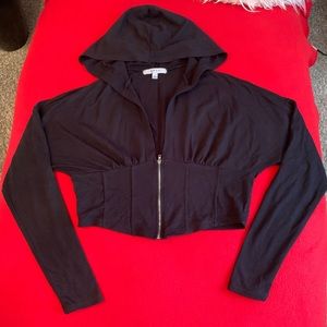 Black Crop Top Hoodie